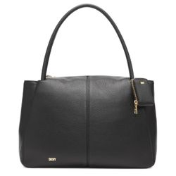DKNY Sabina Leather Tote Women's Bag leather BLACK GOLD zip closure pockets LARGE  The Sabina tote, made from soft pebble leather, features a top zip 