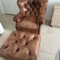 Ralph Lauren Leather Writer’s Chair & Ottoman