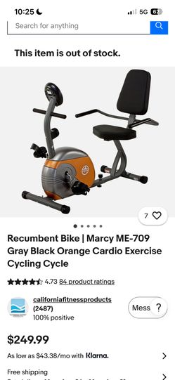 Recumbent Bike | Marcy ME-709 Gray Black Orange Cardio Exercise Cycling Cycle