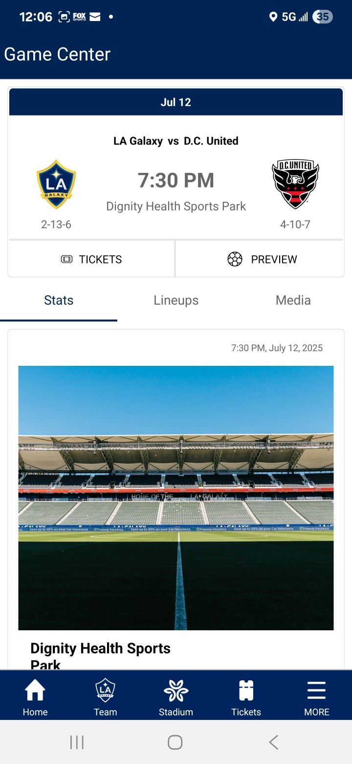LA Galaxy Vs. DC UNTIED July 12th