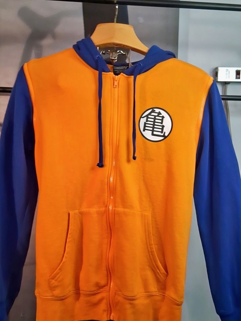 Dragon Ball Z Hoodie Zip Up Goku Symbol M Orange Blue