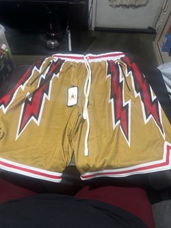 Rettro Brand Gold and Red Mesh Basketball Shorts Size 3XL