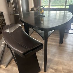 Black Kitchen Table, Tall With Chairs And Bench