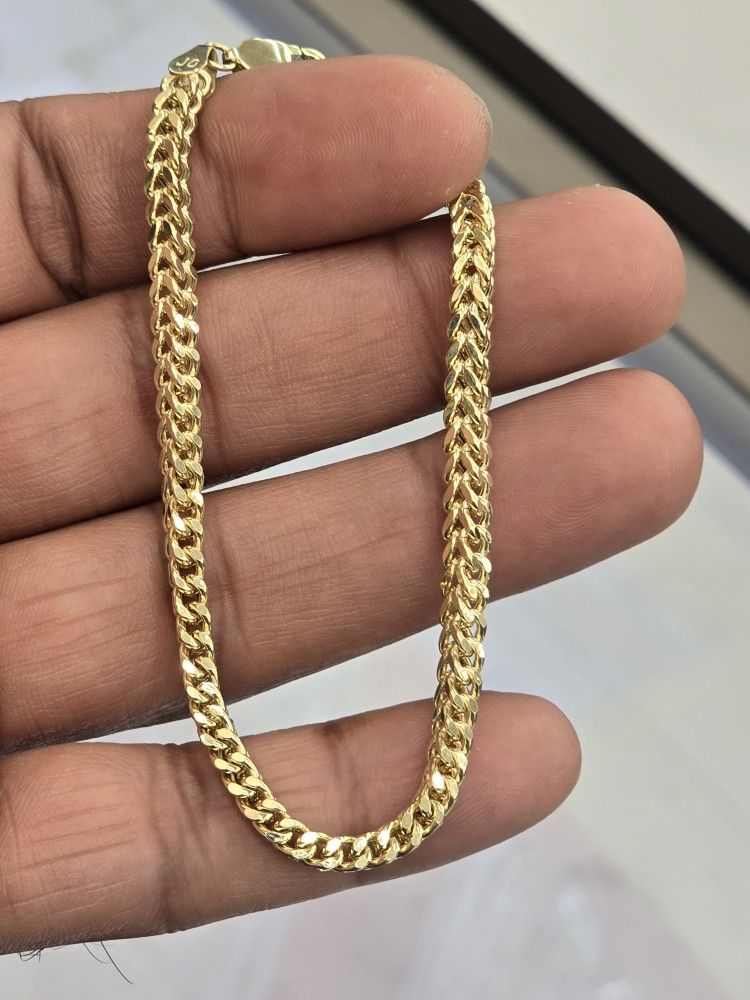 10kt Real Gold Franco Bracelet 4mm 8 Inches
