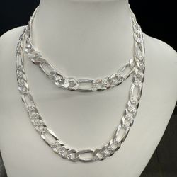 925 Sterling Silver Cuban Diamond Cut Chain 24 Inches 