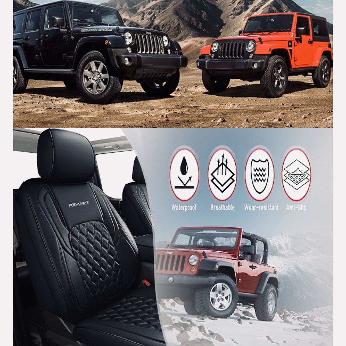 Jeep Wrangler JK 2-Dr Seat Covers - Sahara Sport Rubicon 07-17 (Full Set/Black)