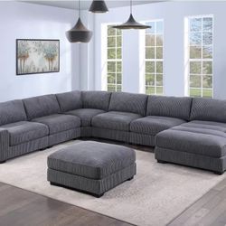 Brand New Modular Comfy Plush XL Corduroy Sectional Set 