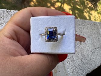 Blue Stone Halo Cocktail Ring