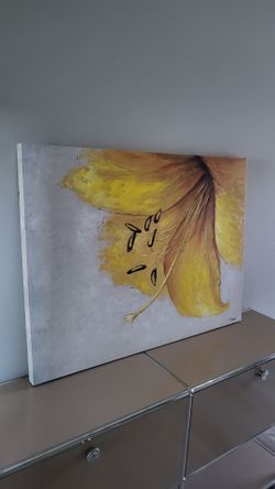 40x30 Yellow Floral Canvas Art -