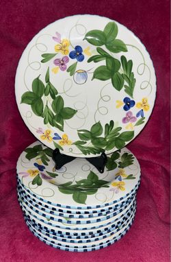 Palisades by Laurie Gates 11.5” Floral Dinner Plate Set of 11 NEW! (tiny chip on back of 1, see photos!)