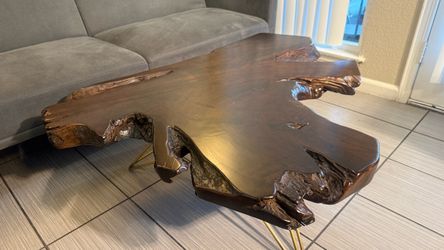 Solid Teak Live Edge Coffee Table – Organic Modern / Mid-Century