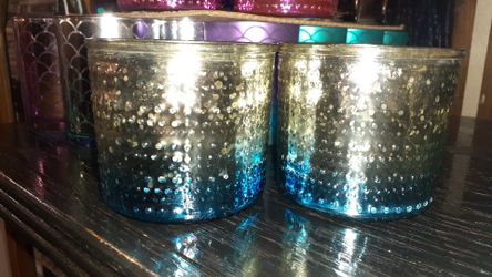 NEW Blue &gold candle holders