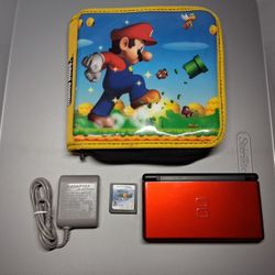 Nintendo Ds Lite /Charger And Stylus/ Super Mario 64 Game And Carrying Case