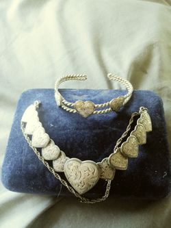 Necklace and matching silver bracelet