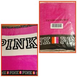 NEW VICTORIA'S SECRET PINK LOGO PLUSH NEON HOT PINK BEDDING THROW BLANKET SHEET BED COVER ROOM DECOR