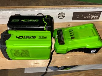 Greenworks 40 v Lithium Battery Charger and Batteries