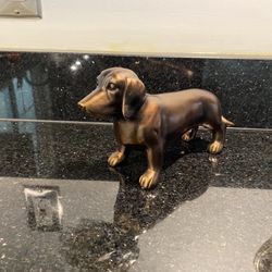 Dachshund Wiener Dog Figurine Copper Toned Doxie Sausage Sculpture 8”L 5”H 3”W 
