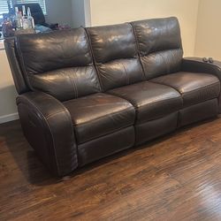 Brown leather couch