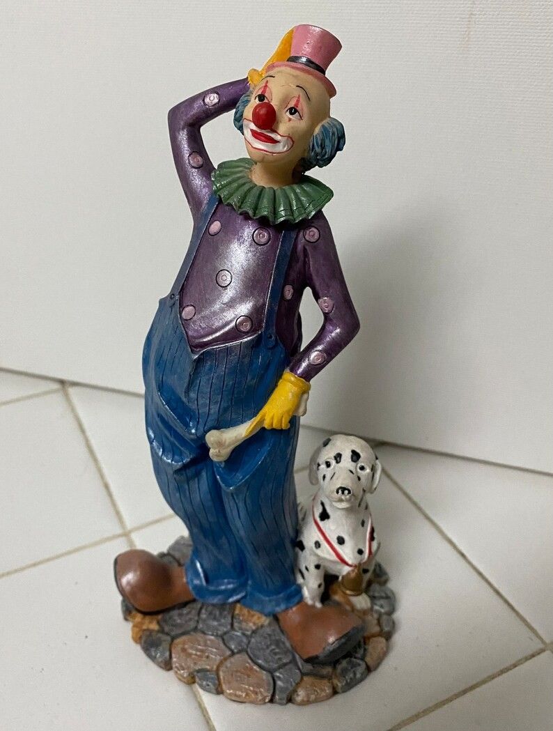 Vintage Clown with Dalmatian Figurine