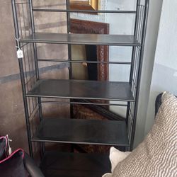 5 shelf black metal shelving unit