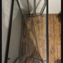 glass top rod iron table