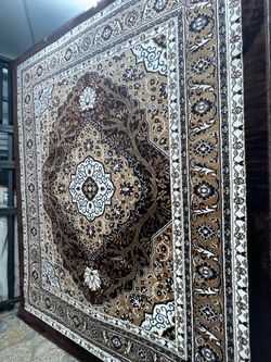 Persian Style Area Rug Brown Floral Medallion
