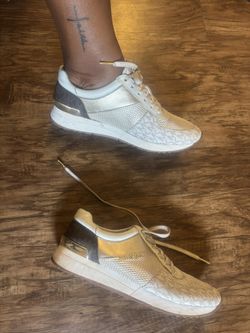 Size 10 Michael Kors Beige And Gold Sneakers