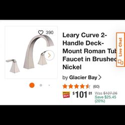 Leary Curve 2-Handle Deck-Mount Roman Tub Faucet in Brushed Nickel