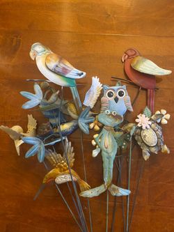 12 Vintage  metal garden stakes