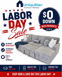 Gray Corduroy Modular Sectional Sofa