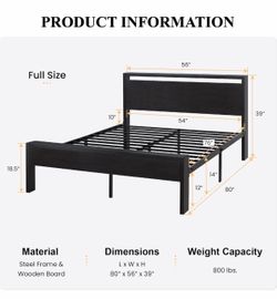 Full size bed frame with mattress