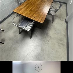 Table With 4 Metal Chairs. 36” W x 60” L x 30” H