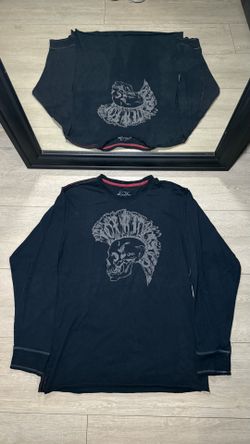 Y2K 2000s Fox Racing Punk Skull SpellOut Long Sleeve Shirt