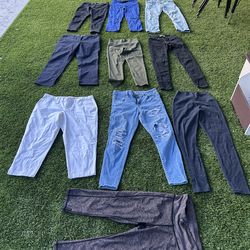 Lot of 10 women’s pants size 5-6 medium levy’s 511 slim,simply Vera Vera wang,American eagle xersion levy’s 710 skinny all in motion , faded glory nau