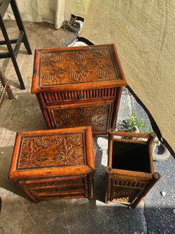2 smaller chest of drawers and umbrella stand
