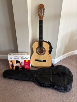 Acoustic Guitar with Case and Lessons Box