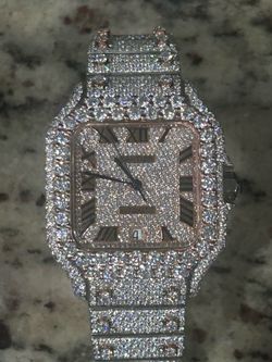 VVS1 Lab Stone Cartier Santos Watch (NO BOX)