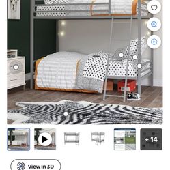 Brand New Novogratz Twin Over Twin Metal Bunk Bed (Gray) – Still in Box