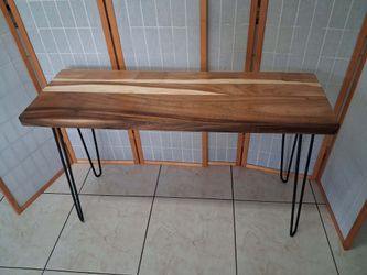 Solid Acacia Wood Console Table with Hairpin Legs | Rustic Modern Style
.
