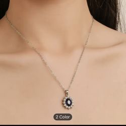 Elegant 14K Gold Plated Sapphire Pendant Necklace - Timeless Beauty and Durability