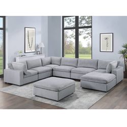 8 Piece Light Grey Corduroy Extra Large Modular Sectional Brand New In Box Firm Price $1,599