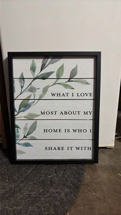 Framed Botanical Home Quote Wall Sign