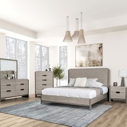 Brand New Stone Grey 4pc Queen Bedroom Set (Available In Eastern King)