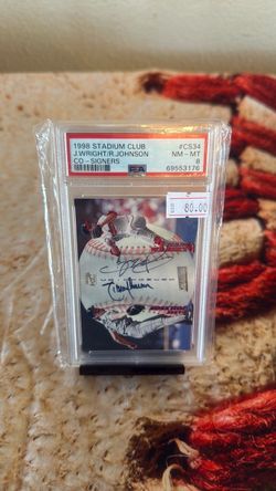 1998 Stadium Club Co-Signers J. Wright / R. Johnson PSA 8