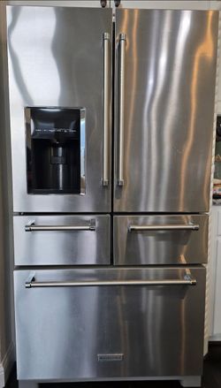 Sleek luxury kitchen aid refrigerator tested clean and ready to go