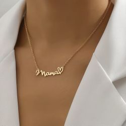Brand New Fashionable Golden Tones Mama Heart Pendant Necklace