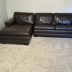 2 Piece Leather Sectional and Chair w/ Ottoman. 