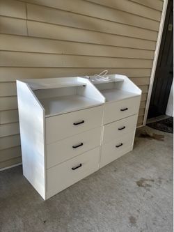 White Dresser with Drawers and Top Shelf