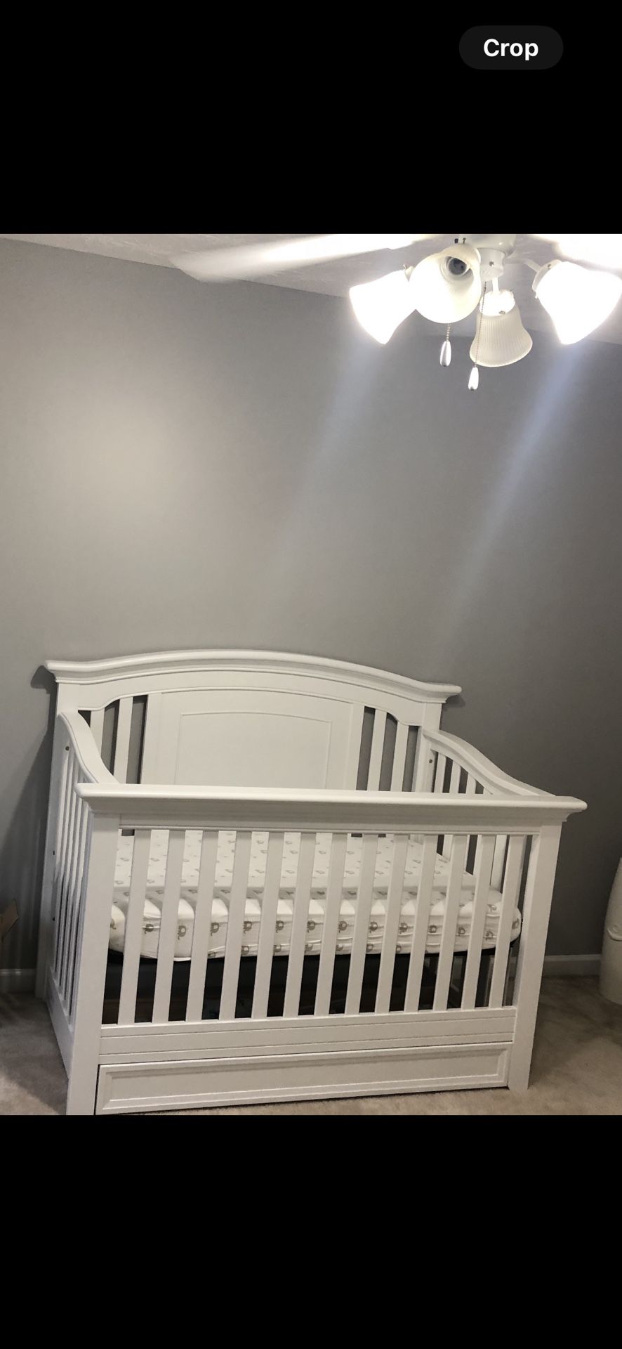 Baby Cache: Harborbridge 4 in 1 convertible crib and accompanying dresser with changing table top.
