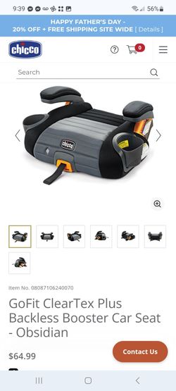 Chicco GoFit ClearTex Plus Backless Booster Car Seat $45